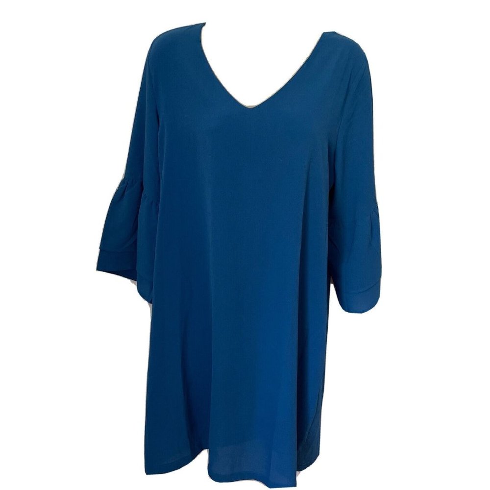 NWT Belongsci Women's Dress V-Neck Bell Sleeve Shift Dress- Size L- Business